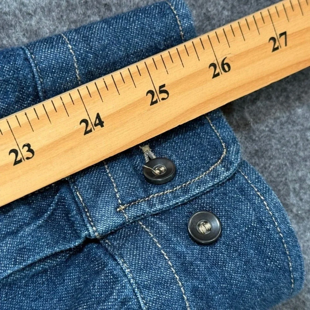 Banana Republic Mens L Standard Fit Denim Shirt Blue Cotton Hemp Long Sleeve